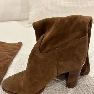 Michael Kors tall tan suede boots! Size 8 1/2, 3 1/2 inch heel. Worn once!